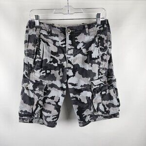 Levis Shorts Mens 29x10 Gray Camo Cargo Jean Shorts